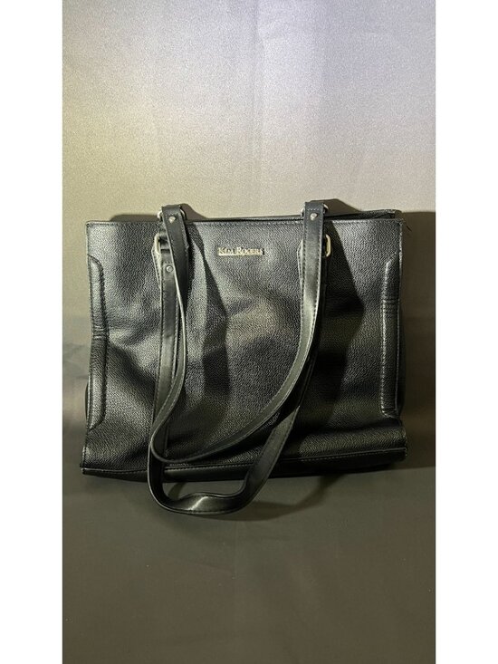 Kim Rogers Handbags - Kim Rogers Black Faux Pebbled Leather Shoulder Bag With Multiple Compartments